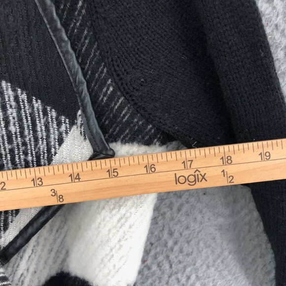 Chicos Sweater Women 1 US Medium Charlene Black Gingham Wool Blend Cardigan Belt - Picture 9 of 11